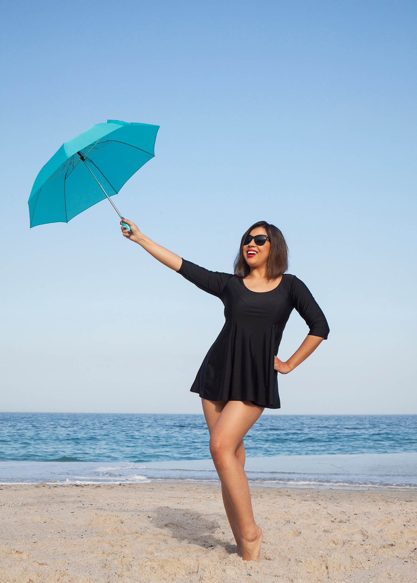 USP - Flared Swim Dress in black