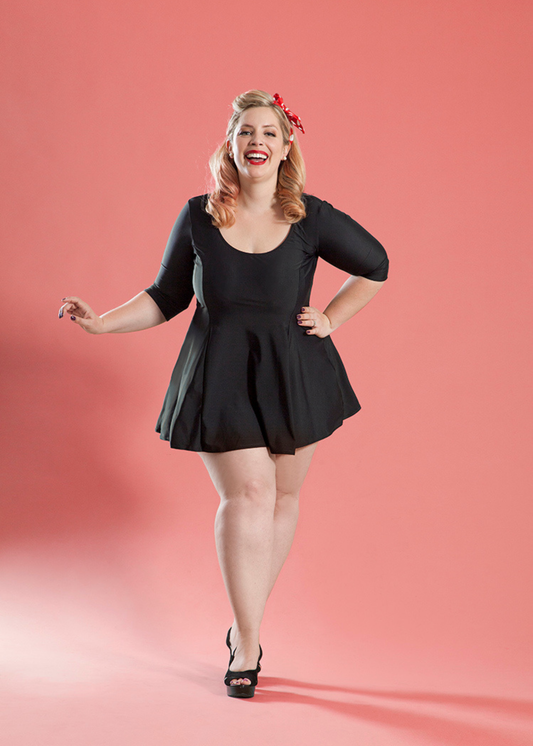 USP - Flared Swim Dress in black